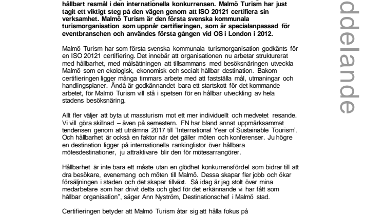 Malmö Turism rustar inför framtidens hållbara turism