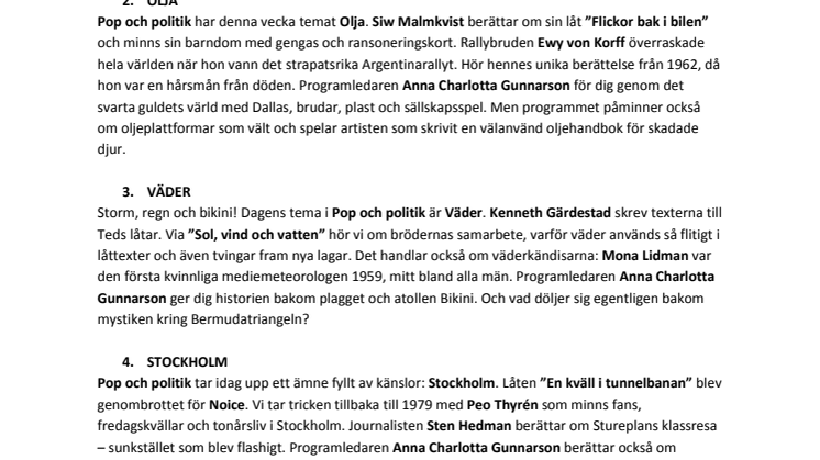 Viktiga musikskildringar i prisbelönta Pop och politik