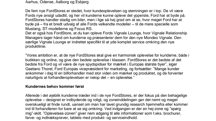 Ford slår dørene op til fem FordStores i Danmark - moderne bilhuse med udvidet fokus på den digitale kundeoplevelse og et imponerende modeludvalg 