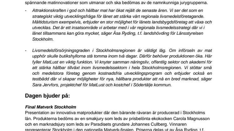 Pressinbjudan: Finalen av Matverk Stockholm