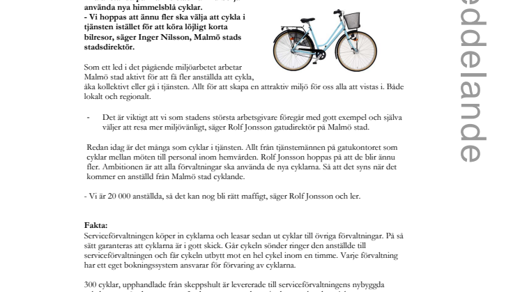Nu rullar himmelsblå cyklar i Malmö 