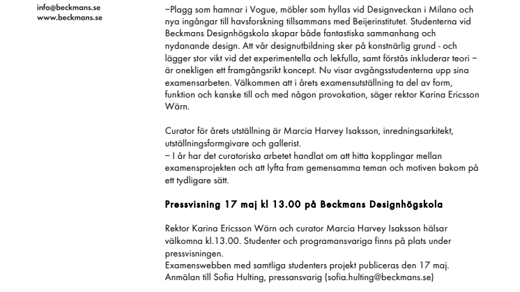 Beckmans examensutställning 2018