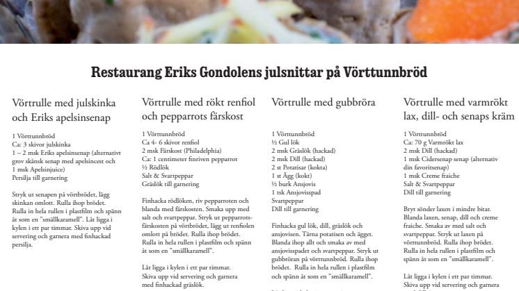 Recept: Gondolens julsnittar på Vörttunnbröd