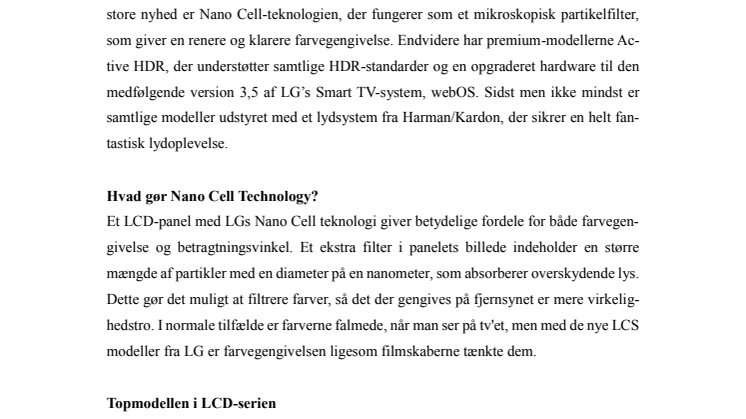 LG annoncerer LCD-tv med Active HDR, Nano Cell-teknologi og Super UHD 