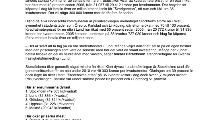 Lunds ettor näst dyrast