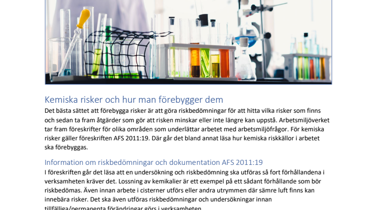 Kemiska risker och hur man förebygger dem