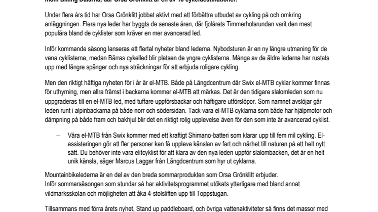 Cyklingen i Orsa Grönklitt växer med el-MTB.