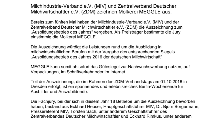 ​MEGGLE zum „Ausbildungsbetrieb des Jahres“ gekürt!