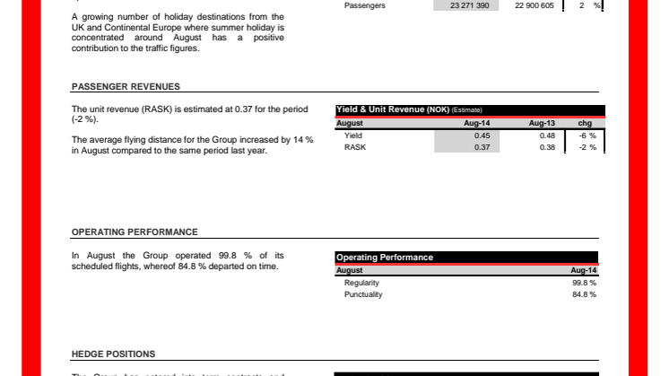 Traffic Figures August 2014