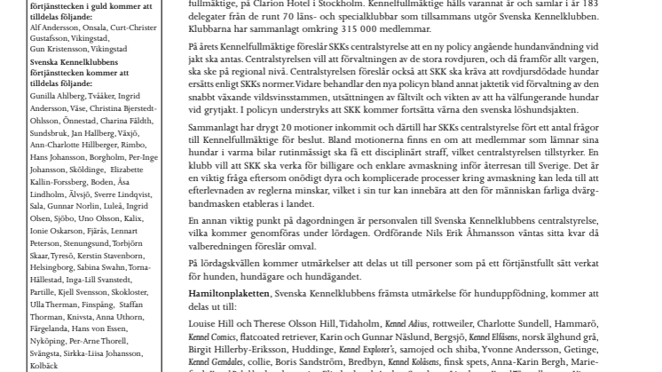 Sveriges Hundriksdag – Kennelfullmäktige 30–31 maj 2009