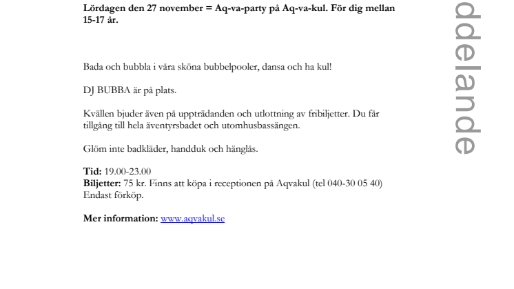 Party på Aq-va-kul 27 november
