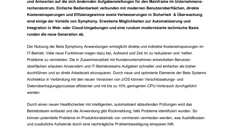 Neue Softwaregeneration für das moderne Rechenzentrum von Beta Systems