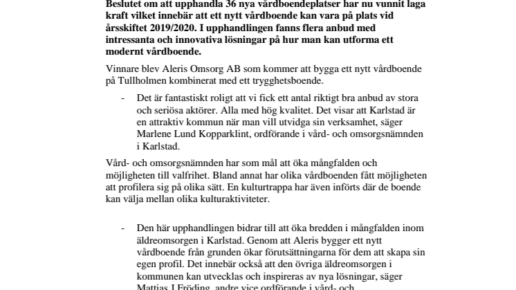 Nytt vårdboende på Tullholmen
