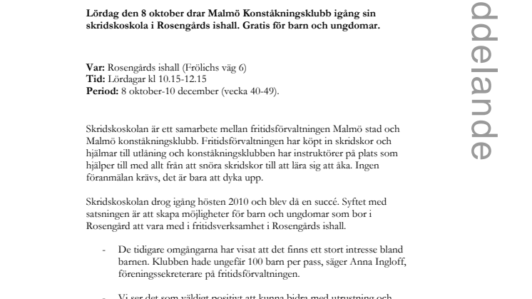 Skridskoskola i Rosengårds ishall