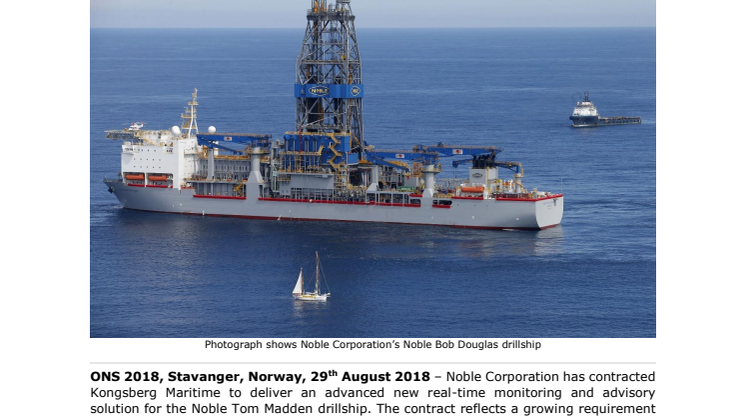 Kongsberg Maritime: Noble Corporation Chooses KONGSBERG Solution To Optimise Operations on Noble Tom Madden Drillship