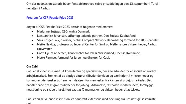 Fakta om CSR People Prize