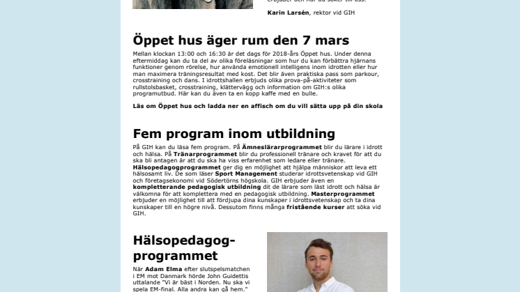 Anmäl dig till GIH:s Öppet hus den 7 mars