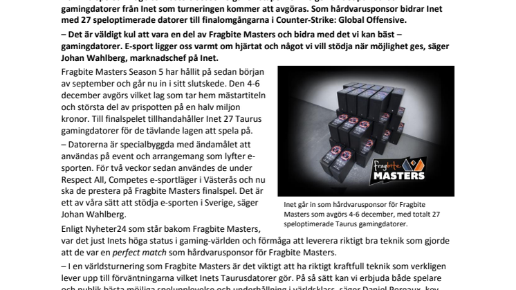 Taurus tar finalplats på Fragbite Masters