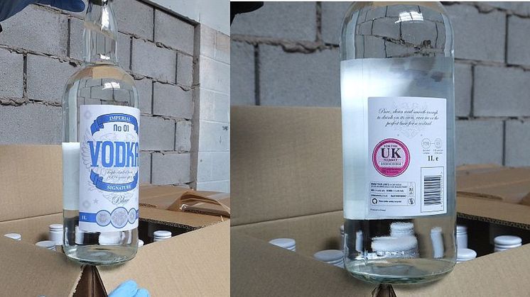 HMRC seized fake vodka labels front and back