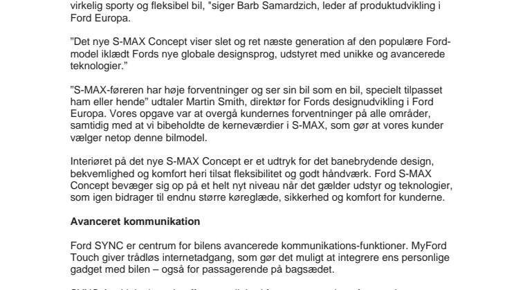 NY FORD S-MAX CONCEPT - SPORTY DESIGN OG SMART TEKNOLOGI