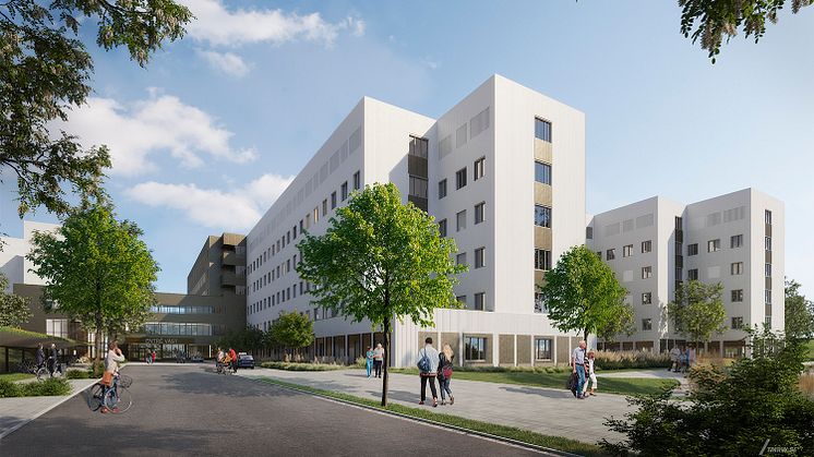Nytt akutsjukhus Västerås Exteriör Illustration: Link Arkitektur Carlstedt Arkitekter TMRW