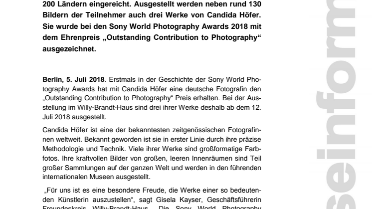 Sony World Photography Awards Ausstellung in Berlin mit Werken von Candida Höfer