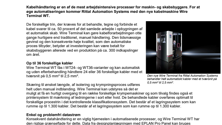 Kabelforarbejdning nu otte gange hurtigere
