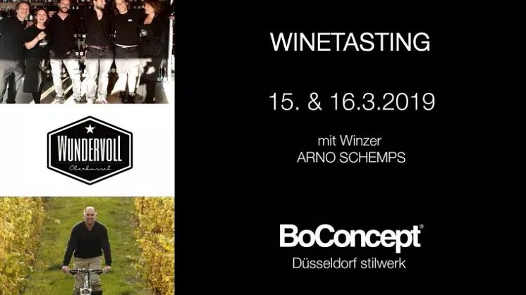 Düsseldorf: Winetasting bei BoConcept stilwerk – 15.3. & 16.3.2019