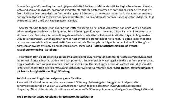  Ny kartläggning visar: Här är de dyraste gatorna i Västra Götaland
