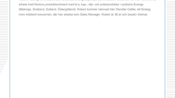 Ny säljare på Saint-Gobain Abrasives