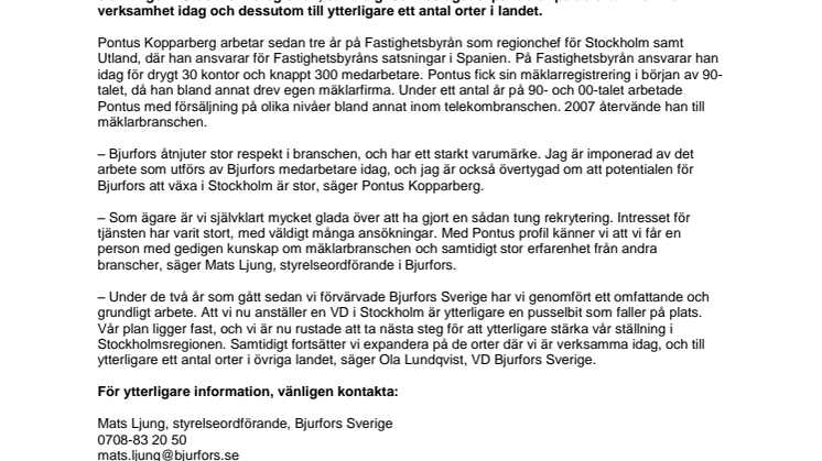 Bjurfors Stockholms nya VD en tung rekrytering
