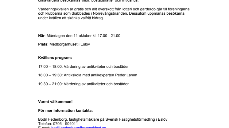 Pressinbjudan: Peder Lamm värderar Eslöv