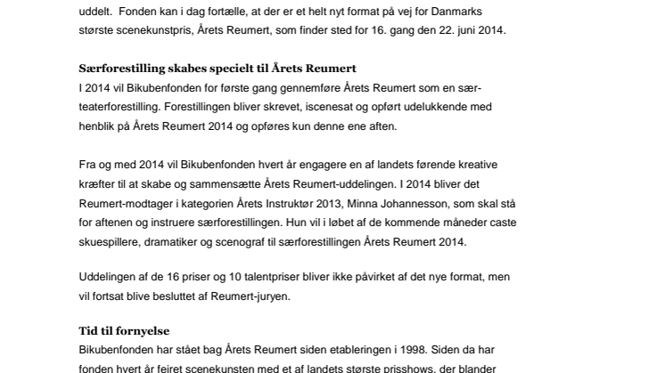 Årets Reumert får nyt format