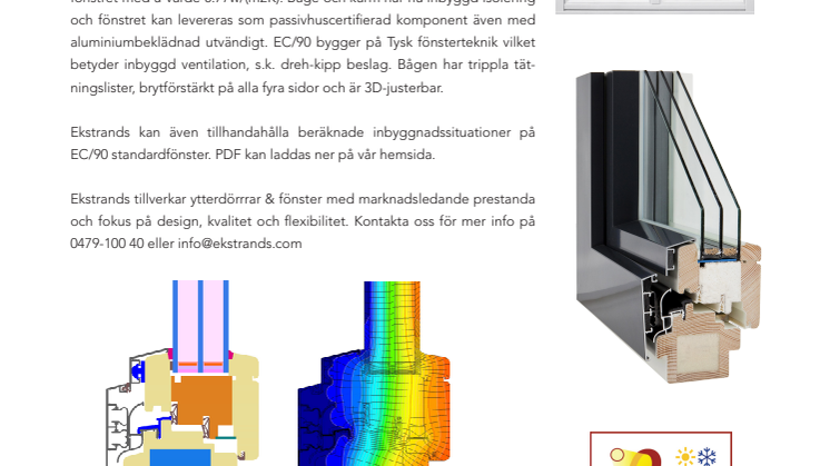 Ekstrands presenterar EC/90 Plus+ trä/aluminium, ett underhållsfritt passivhusfönster!