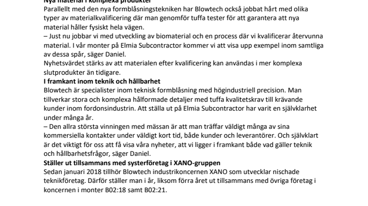 Hållbara nyheter inom formblåsning