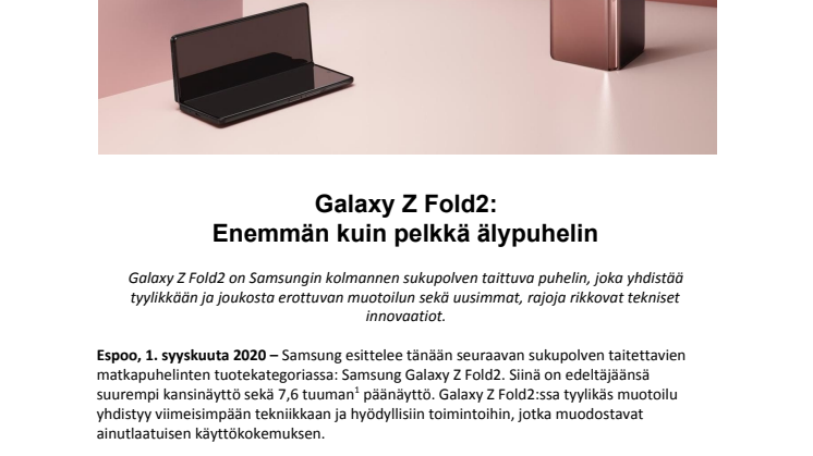 Galaxy Z Fold2: Enemmän kuin pelkkä älypuhelin