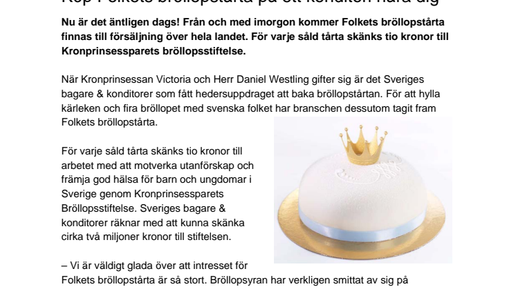 Köp Folkets bröllopstårta på ett konditori nära dig