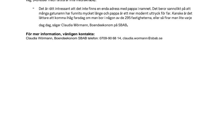 Så många bor på pappas gata