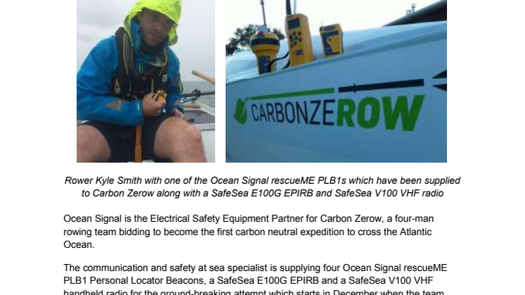 Ocean Signal Named Safety Equipment Partner for Carbon Zerow in Ground-Breaking Atlantic Crossing Attempt