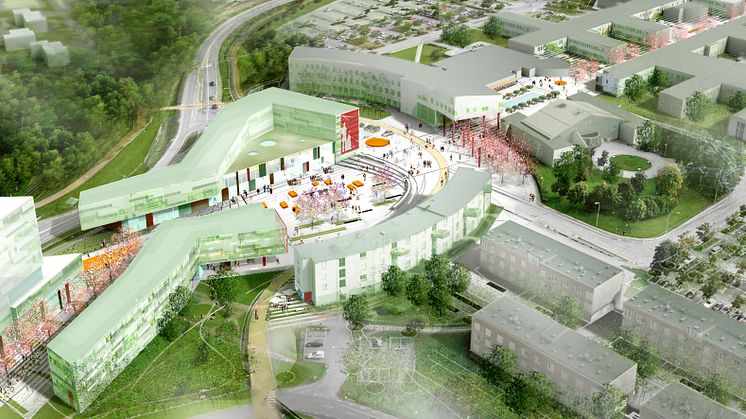 Skissförslag, entréområdet, Örebro universitet