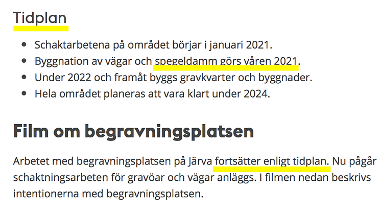 Tidplan för etapp 1