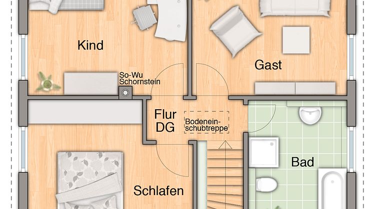 Grundriss Dachgeschoss des Massivhaus "Flair 113"