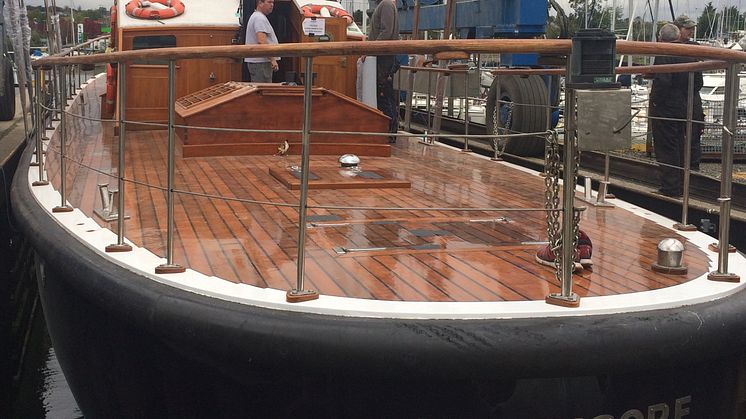 MV Havengore's new teak deck following an extensive restoration by Fox's Marina & Boatyard