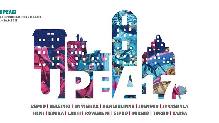  UPEA17-kaupunkitaidefestivaali levittäytyy 14 suomalaiskaupunkiin syyskuussa