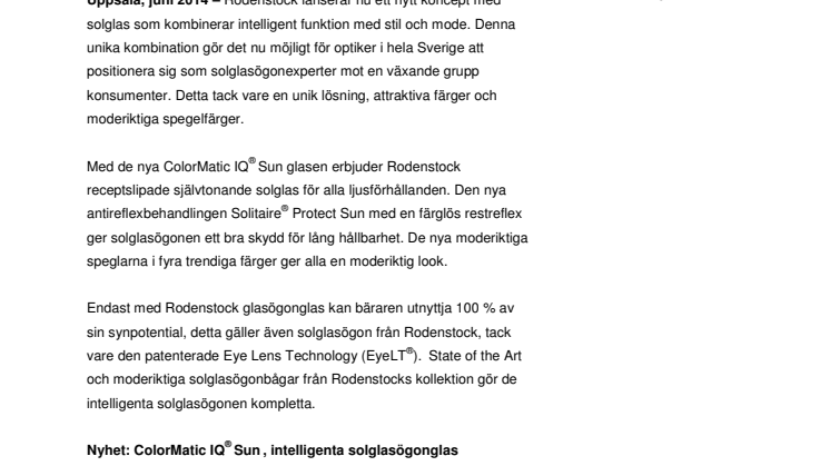 Moderna solglasögon tänker själva!