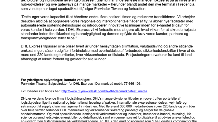 Prisjusteringer på vej hos DHL Express