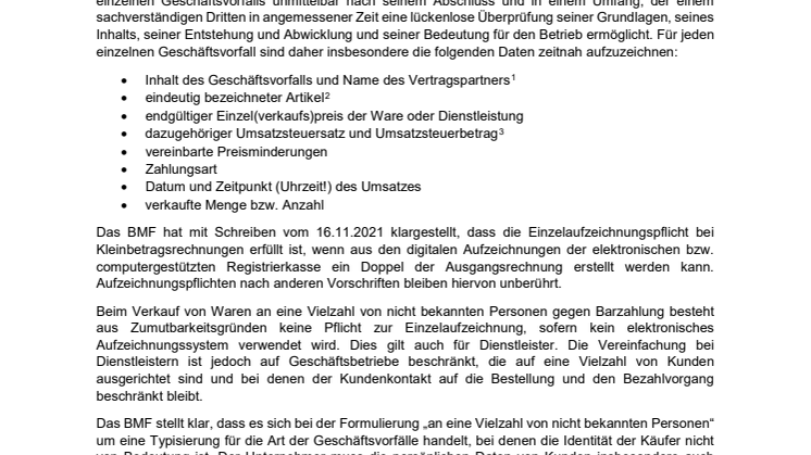 Merkblatt Kassenführung Hotel und Gaststätten mit Anlage