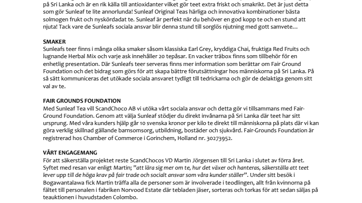 Sunleaf – teet som tar socialt ansvar!