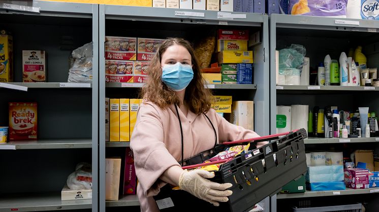 A volunteer at a Trussell Trust food bank