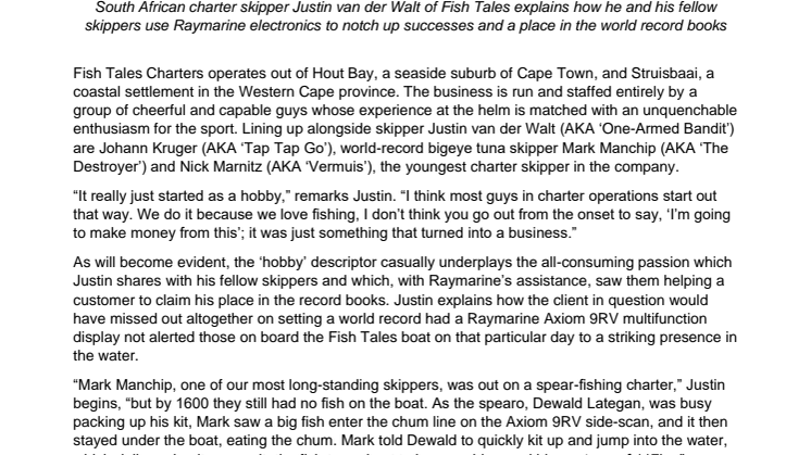 Raymarine Fishing Ambassador Case Study: Tales, you win! 